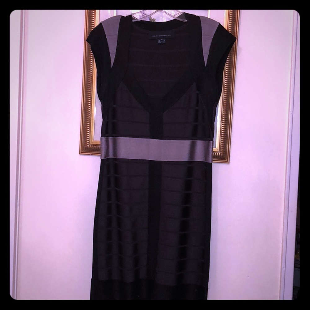 Black Dress with silver French Connection Bandage